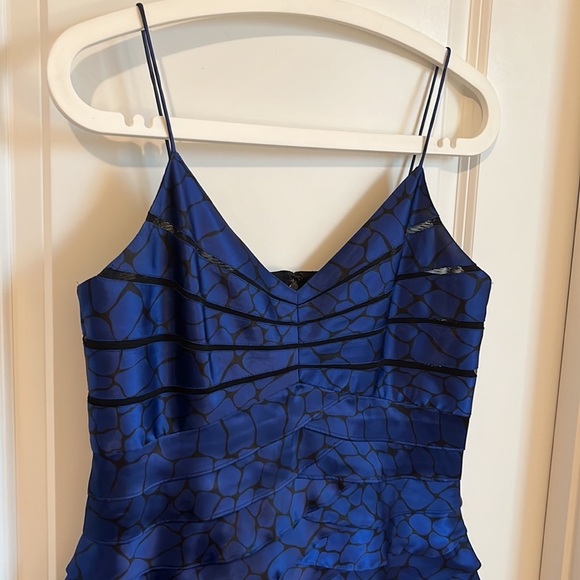 ElizaJ Cocktail Mini Dress, Blue/Black, Sheer Cutout Snake Print Goth Silky - Picture 1 of 13